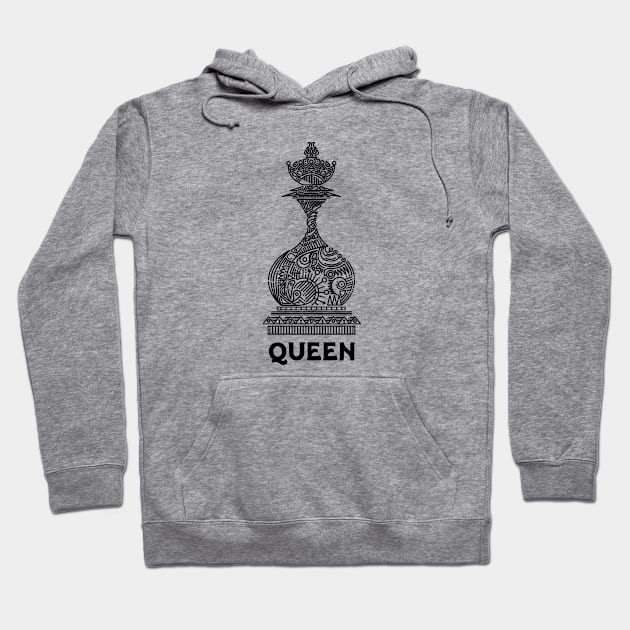 Queen Chess Piece Line Art // Chess Queen Hoodie by SLAG_Creative